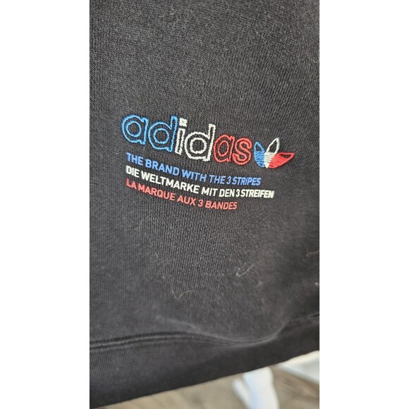 Womens Extra Large Adidas Adicolor Tricolor Trefoil Oversozed Crop Hoodie Black - Picture 2 of 12